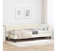vidaXL Struttura Letto Angolare con Materasso 2 pcs Crema Velluto
