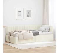 vidaXL Struttura Letto Angolare con Materasso 2 pcs Crema Velluto