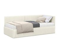 vidaXL Struttura Letto Angolare con Materasso 2 pcs Crema Velluto, Letto in velluto moderno, resistente, piattaforma contemporanea, elegante set per camera da letto, con materasso