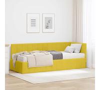 vidaXL Struttura Letto Angolare con Materasso 2 pcs Giallo Velluto