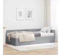 vidaXL Struttura Letto Angolare con Materasso 2 pcs Grigio chiaro