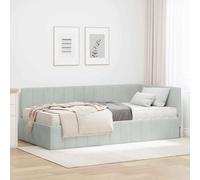 vidaXL Struttura Letto Angolare con Materasso 2 pcs Grigio chiaro