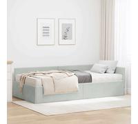 vidaXL Struttura Letto Angolare con Materasso 2 pcs Grigio chiaro