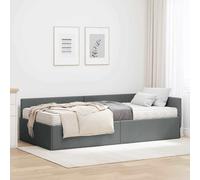 vidaXL Struttura Letto Angolare con Materasso 2 pcs Grigio Tessuto