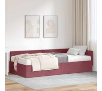 vidaXL Struttura Letto Angolare con Materasso 2 pcs Grigio Tessuto