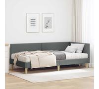 vidaXL Struttura Letto Angolare con Materasso 2 pcs Grigio Tessuto