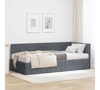 vidaXL Struttura Letto Angolare con Materasso 2 pz Grigio Velluto