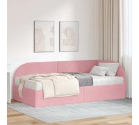 vidaXL Struttura Letto Angolare con Materasso 2 pcs Grigio Velluto