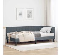 vidaXL Struttura Letto Angolare con Materasso 2 pcs Grigio Velluto