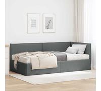 vidaXL Struttura Letto Angolare con Materasso 2 pcs Grigio Velluto