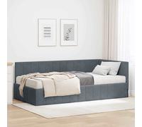 vidaXL Struttura Letto Angolare con Materasso 2 pcs Grigio Velluto