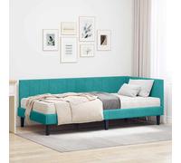 vidaXL Struttura Letto Angolare con Materasso 2 pcs Turchese Velluto