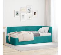 vidaXL Struttura Letto Angolare con Materasso 2 pcs Turchese Velluto