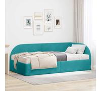 vidaXL Struttura Letto Angolare con Materasso 2 PCS Turchese Velluto,