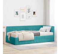 vidaXL Struttura Letto Angolare con Materasso 2 pcs Turchese Velluto