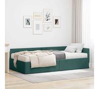 vidaXL Struttura Letto Angolare con Materasso 2 pcs Verde Tessuto