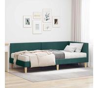 vidaXL Struttura Letto Angolare con Materasso 2 pcs Verde Tessuto