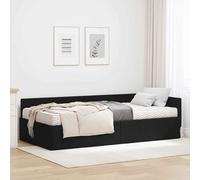 vidaXL Struttura Letto Angolare con Materasso 2 pcs Verde Tessuto