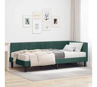 vidaXL Struttura Letto Angolare con Materasso 2 pcs Verde Velluto