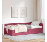 vidaXL Struttura Letto Angolare con Materasso 2 pcs Verde Velluto