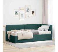vidaXL Struttura Letto Angolare con Materasso 2 pcs Verde Velluto