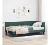vidaXL Struttura Letto Angolare con Materasso 2 pcs Verde Velluto