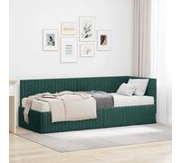 vidaXL Struttura Letto Angolare con Materasso 2 pcs Verde Velluto