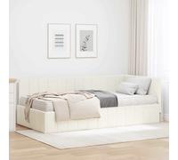 vidaXL Struttura Letto Angolare con Materasso 2 pz Crema Velluto