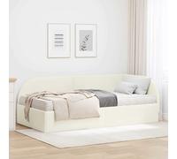 vidaXL Struttura Letto Angolare con Materasso 2 pz Crema Velluto