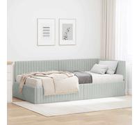 vidaXL Struttura Letto Angolare con Materasso 2 pz Grigio chiaro