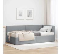 vidaXL Struttura Letto Angolare con Materasso 2 pz Grigio chiaro