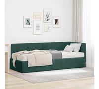 Struttura Letto Angolare con Materasso 2 pcs Verde Velluto