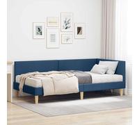 vidaXL Struttura Letto Angolare con Materasso Altro 2 pcs Blu Tessuto
