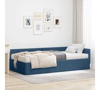 vidaXL Struttura Letto Angolare con Materasso Altro 2 pcs Blu Tessuto