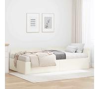 Struttura Letto Angolare con Materasso 2 pcs Crema Velluto