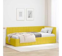 vidaXL Struttura Letto Angolare per Arredare una Camera Moderna, Letti per una Vita Urbana, Supporto Solido per Reti da Letto, Testata Montata a Muro in Velour