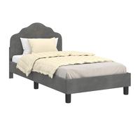 vidaXL Struttura letto bambini con testata Grigio Scuro 80 x 160 cm, Letto Moderno, Rettangolare, Struttura Robusta, Finitura in Velluto, Elegante Soluzione per Dormire