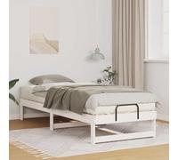 vidaXL Struttura Letto Bianca in Legno massello di Pino 80 x 200 cm, Bassa da Terra, con Maniglie in Metallo. Facile da Montare e da Pulire. Design Moderno e Minimalista. Perfetta per camere da Lett