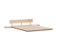 vidaXL Struttura Letto con Comodini Naturali 140 x 200cm in Legno Massello di Pino Design Integrato Mobili per Camera da Letto per Adulti Piattaforma Minimalista Contemporanea Durevole Moderna in Le