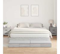 vidaXL Struttura letto con contenitore con cassetto Grigio sonoma