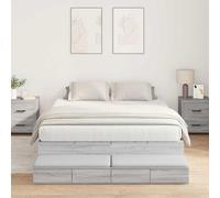vidaXL Struttura letto con contenitore con cassetto Grigio sonoma