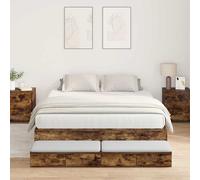 vidaXL Struttura letto con contenitore con cassetto Rovere fumé