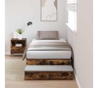 vidaXL Struttura letto con contenitore con cassetto Rovere fumé