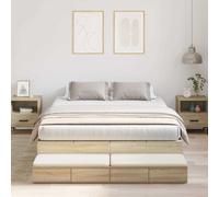 vidaXL Struttura letto con contenitore con cassetto Rovere Sonoma