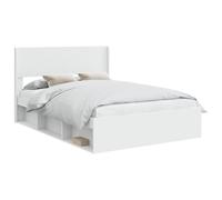 vidaXL Struttura letto con contenitore e testiera bianca, letto moderno, forma rettangolare, soluzione di stoccaggio, design a doghe in stile funzionale, mobile pratico