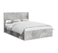 vidaXL Struttura letto con contenitore e testiera grigio cemento, letto moderno, forma rettangolare, soluzione di stoccaggio, design a doghe in stile funzionale, mobile pratico