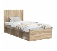 vidaXL Struttura letto con contenitore e testiera in rovere Sonoma