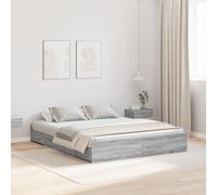 vidaXL Struttura letto con contenitore Grigio sonoma 135 x 190 cm