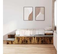 vidaXL Struttura letto con contenitore Rovere fumé 244 x 127 x 53.5 cm