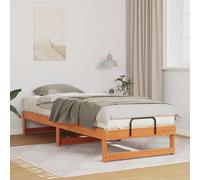vidaXL Letto Minimalista in Legno di Pino Massello Color Noce 80 x 210 cm con Maniglie in Metallo, Facile da Assemblare. Perfetto per Dare Stile alla Camera da Letto e Offrire Un Riposo Confortevole.